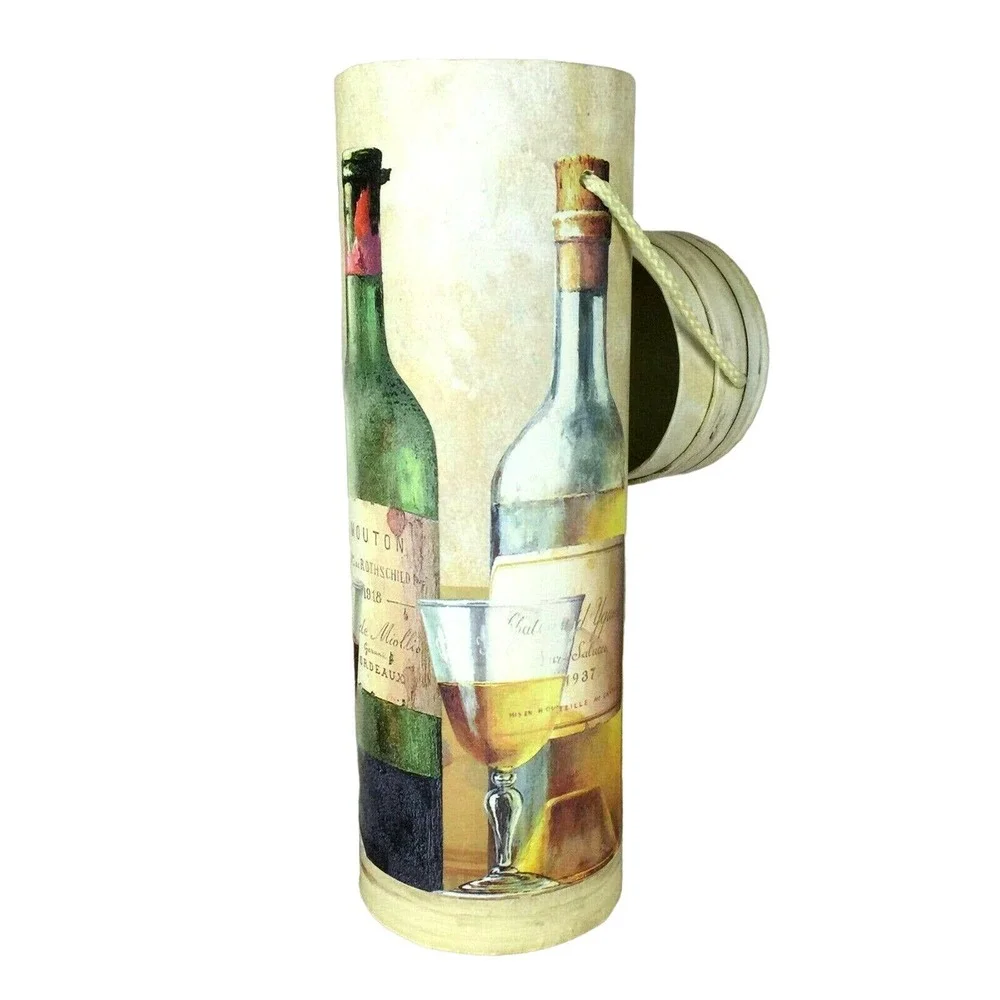 Tri Coastal 2002 Art in Motion Wine Carrier Tube Bottle Holder Gift Box w Handle