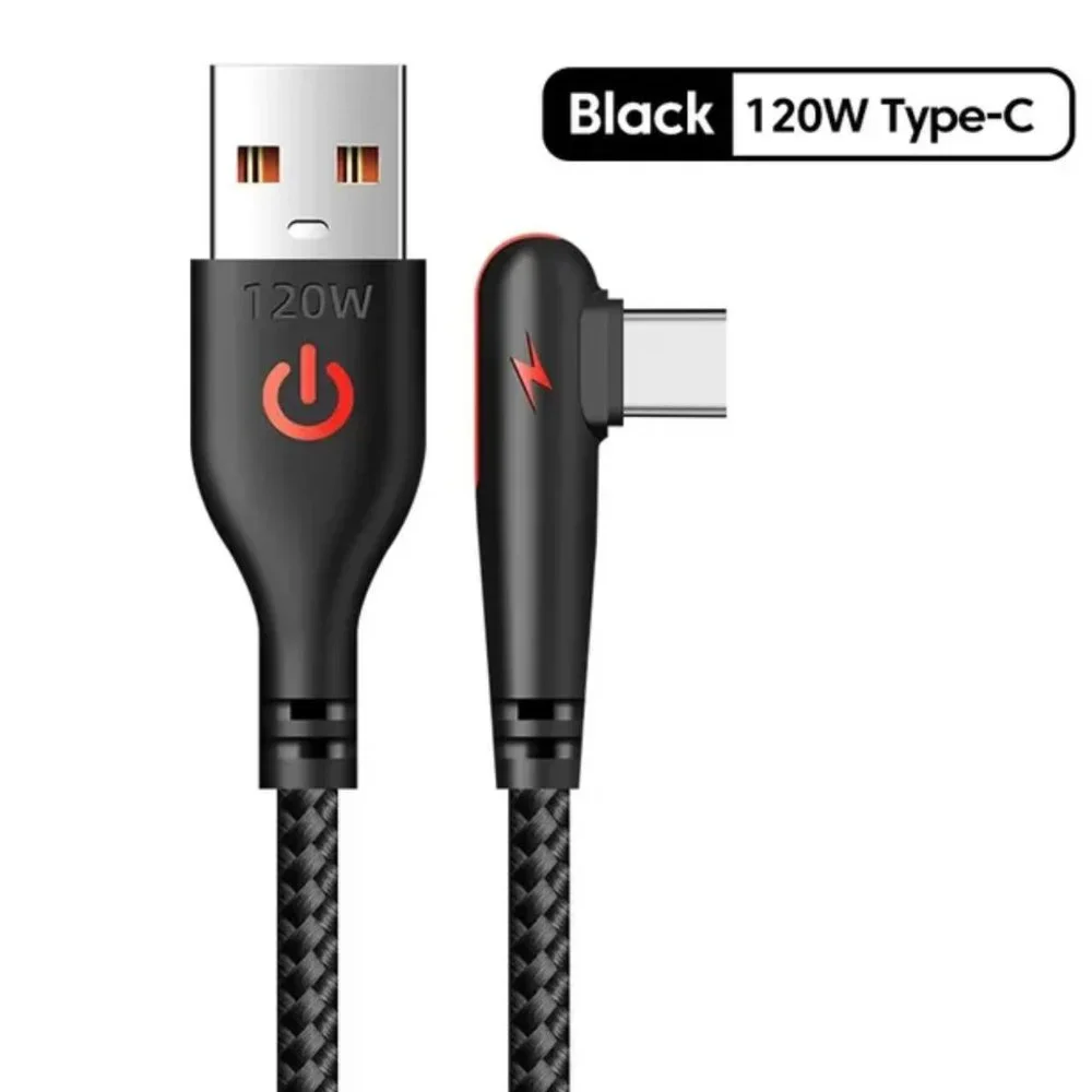 USB C Cable 90 Degree Right Angle USB aType C Nylon Braided Fast Charging-3feet