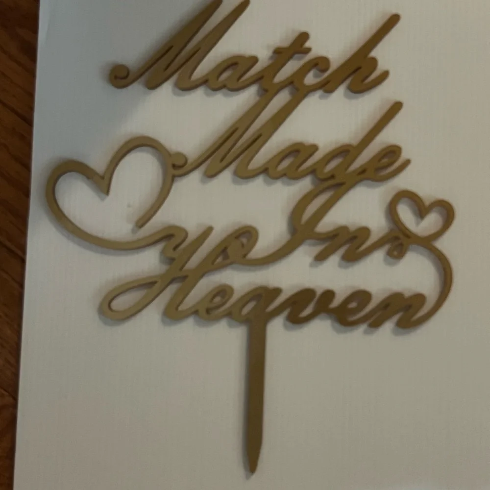 Match Made In Heaven Cake Topper Gold