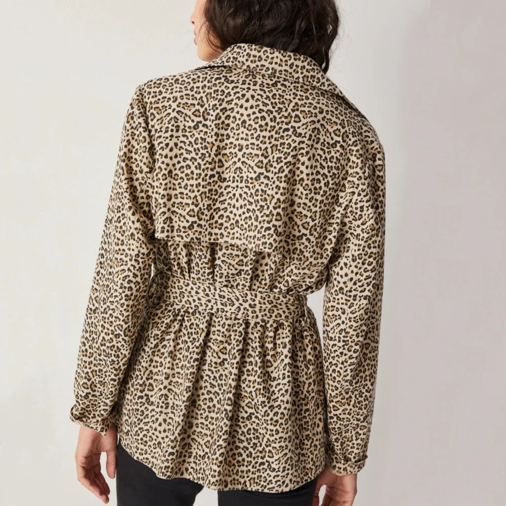 HTF Anthropologie Leopard Trench Coat