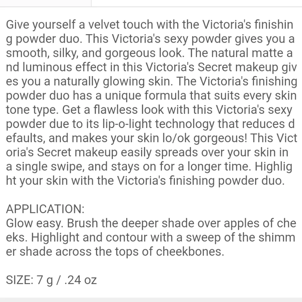Victorias Secret description accurate