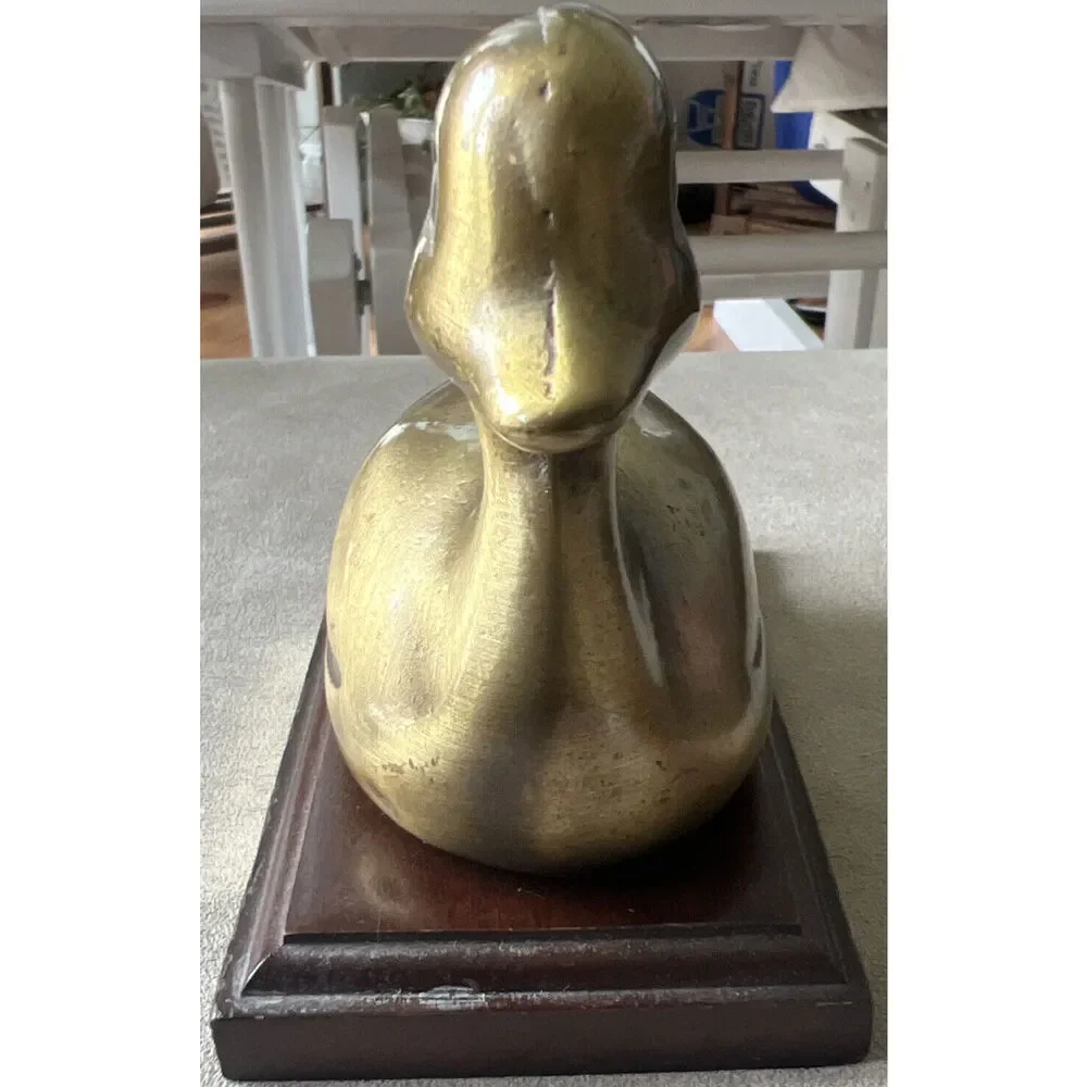 Vintage Brass Duckling Decoy paper weight figure 4”x3-1/4”- Mint