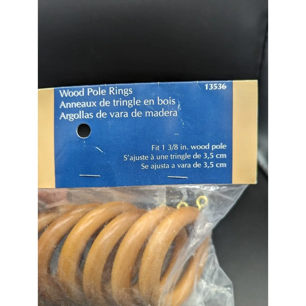 NOS Wood Pole Rings Woodland Collection By Newell Window Furnishings 1 & 3/8