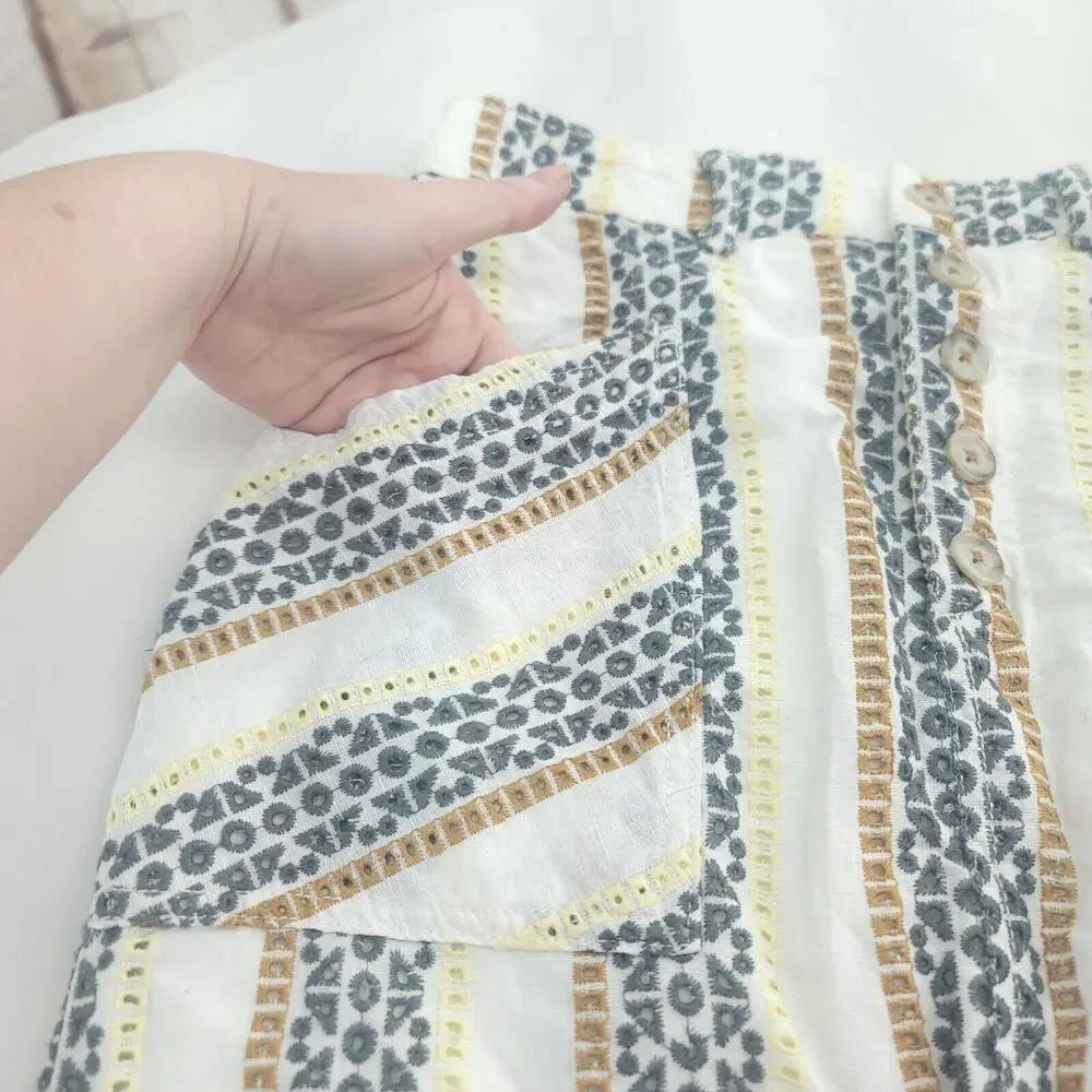 Anthropologie cream blue