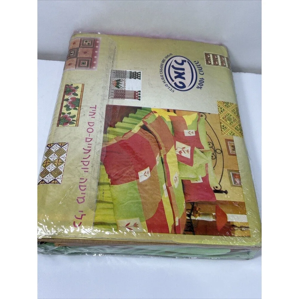 Single Comforter Duvet 3-Pc Fitted Sheet Bedding Set 100% Cotton Floral Colorful