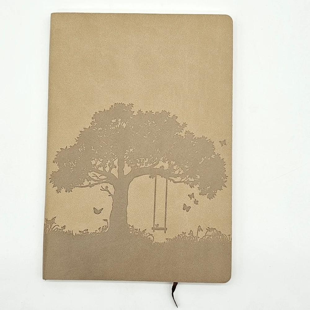 Tree of Life Faux Leather Journal Bamboo Pen Inspirational Bookmark Set Tan Gree