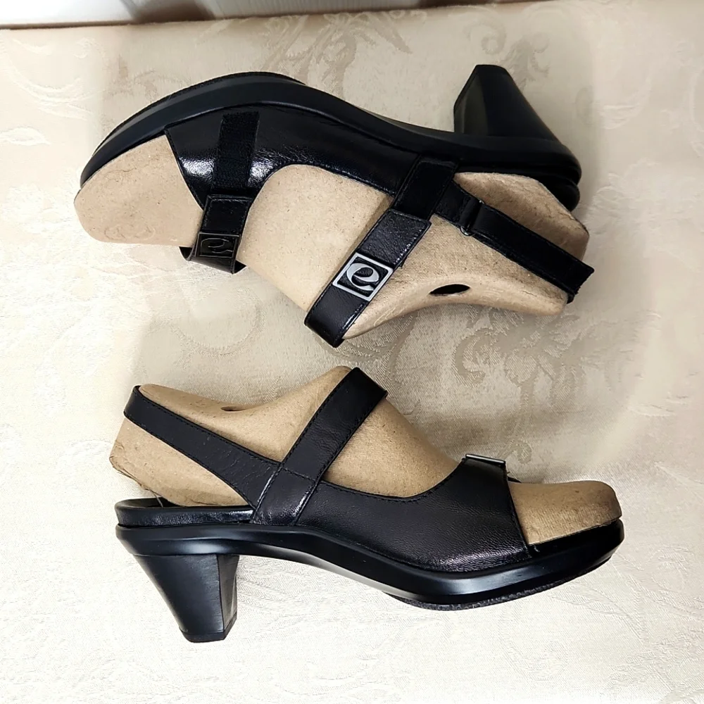 Aravon New Balance Ava comfort strap black heel sandals size 6 strappy maryjane