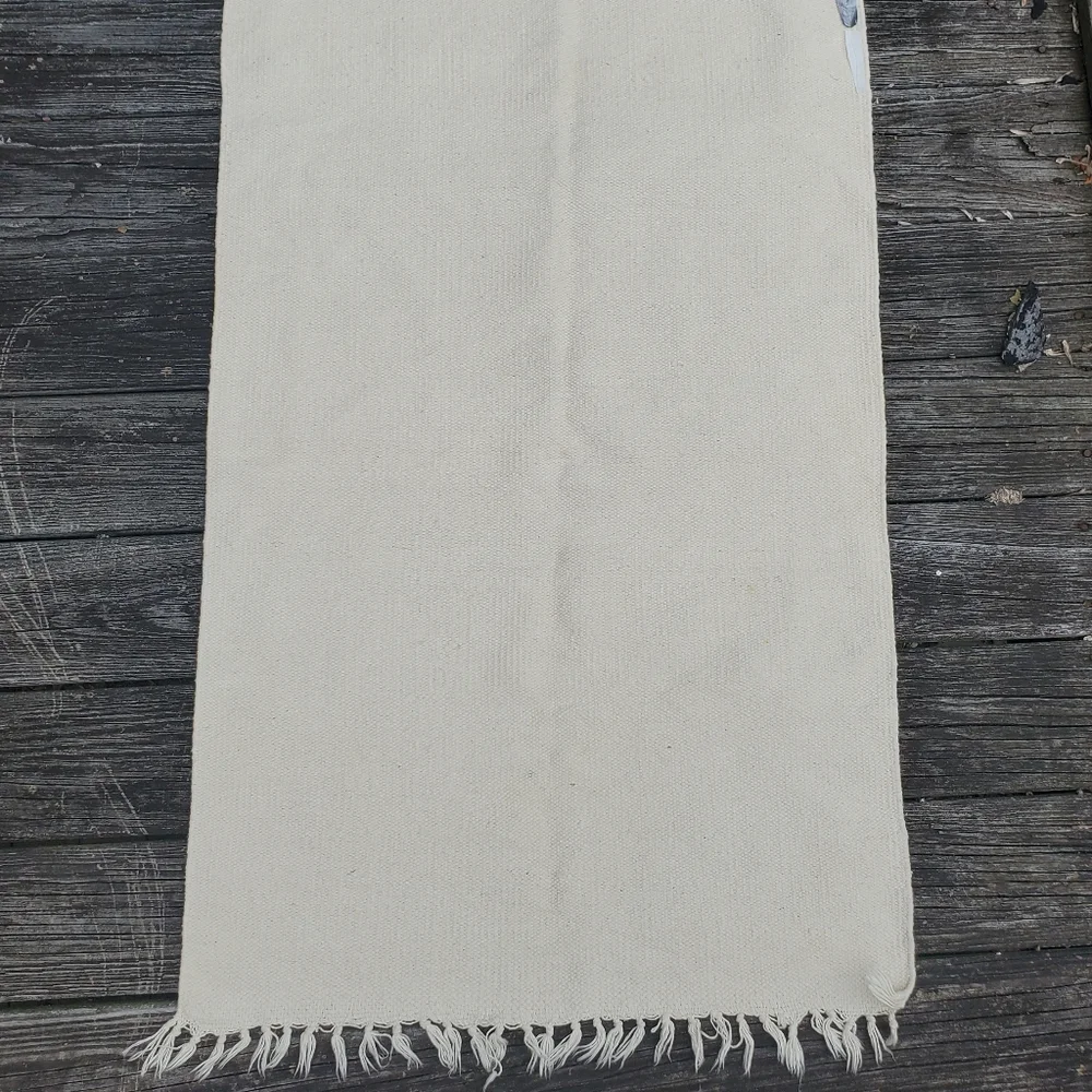Teddy Bears On Check Woven Area Rug Or Wall Hanging W/ Fringe Ivory Blue Brown