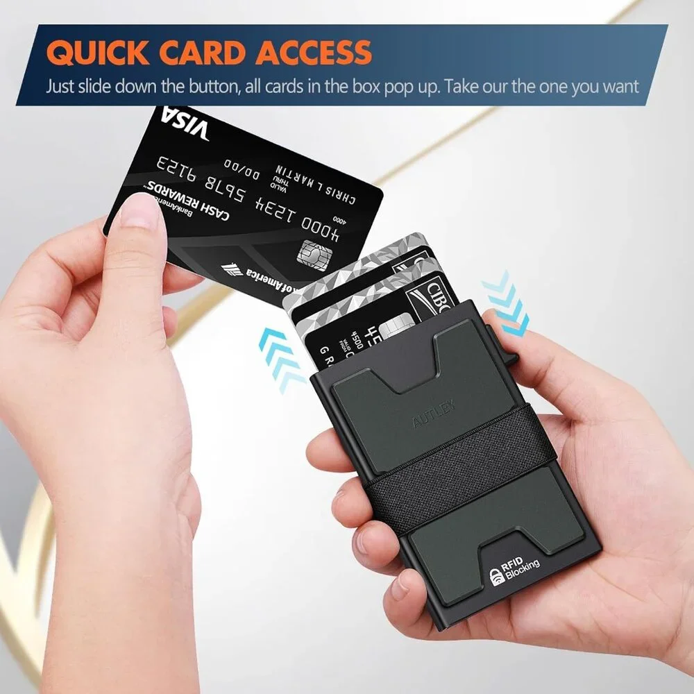 Wallet for Men | RFID Blocking, Cash Band, 12+ Cards Storage (Black)