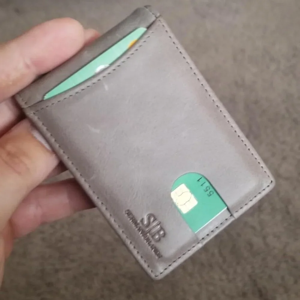 RFID Blocking Slim Bifold Genuine Leather Minimalist Front Pocket Wallet for Men