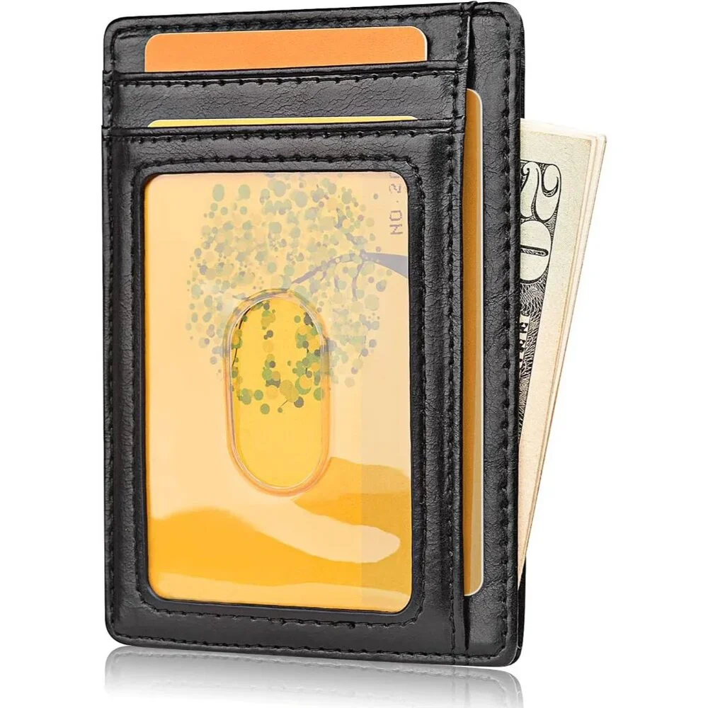 Slim Minimalist Front Pocket RFID Blocking Leather Wallets for Men and Women