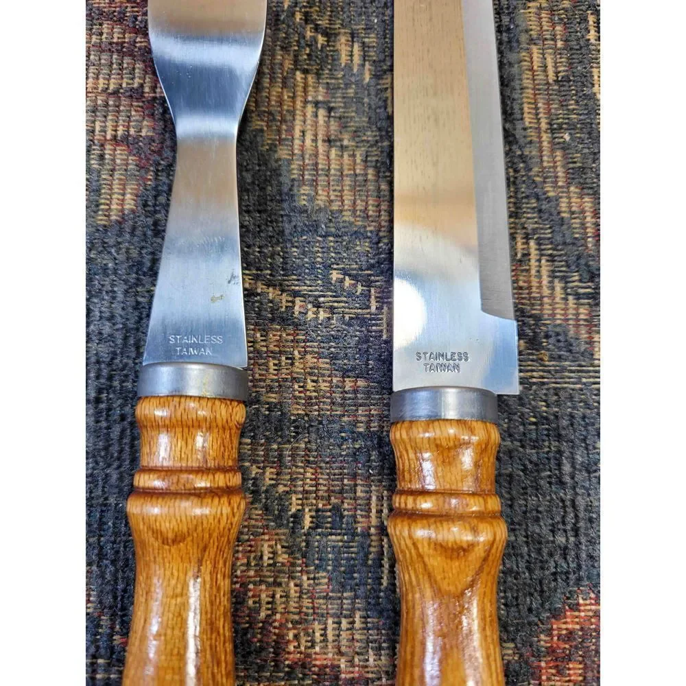 Stainless Steel Carving Set with Wood Handles