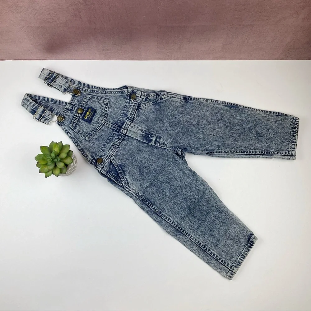 OshKosh B'gosh Vestbak Blue Gray Denim Overalls Child Size 3T Made In USA
