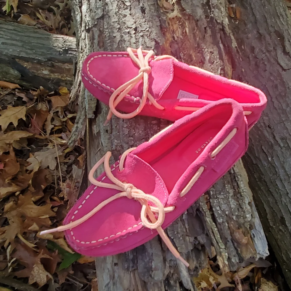 COLE HAAN GRANT DRIVER MOCCASINS LOAFERS PINK SUEDE GIRLS (NWOT)