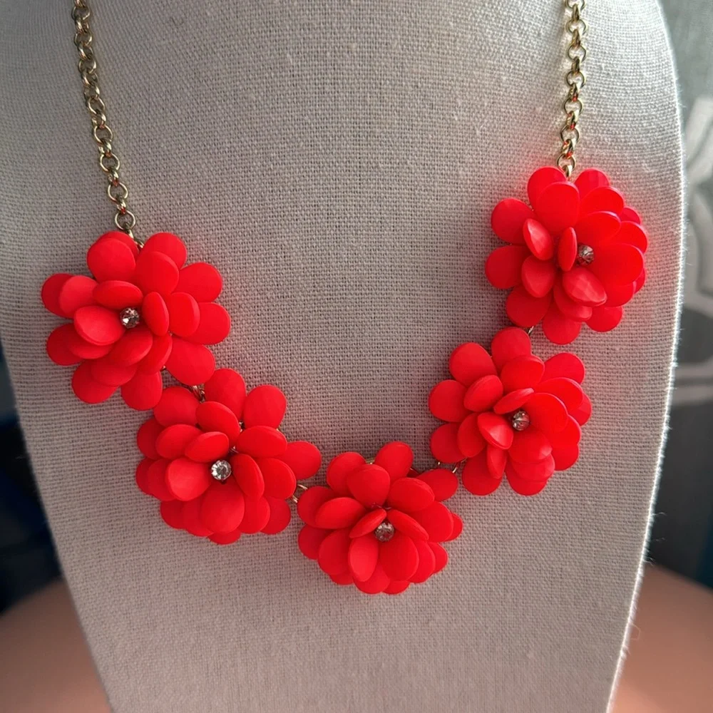 Crewcuts by J. Crew Girl’s Bright Coral Floral Statement Necklace