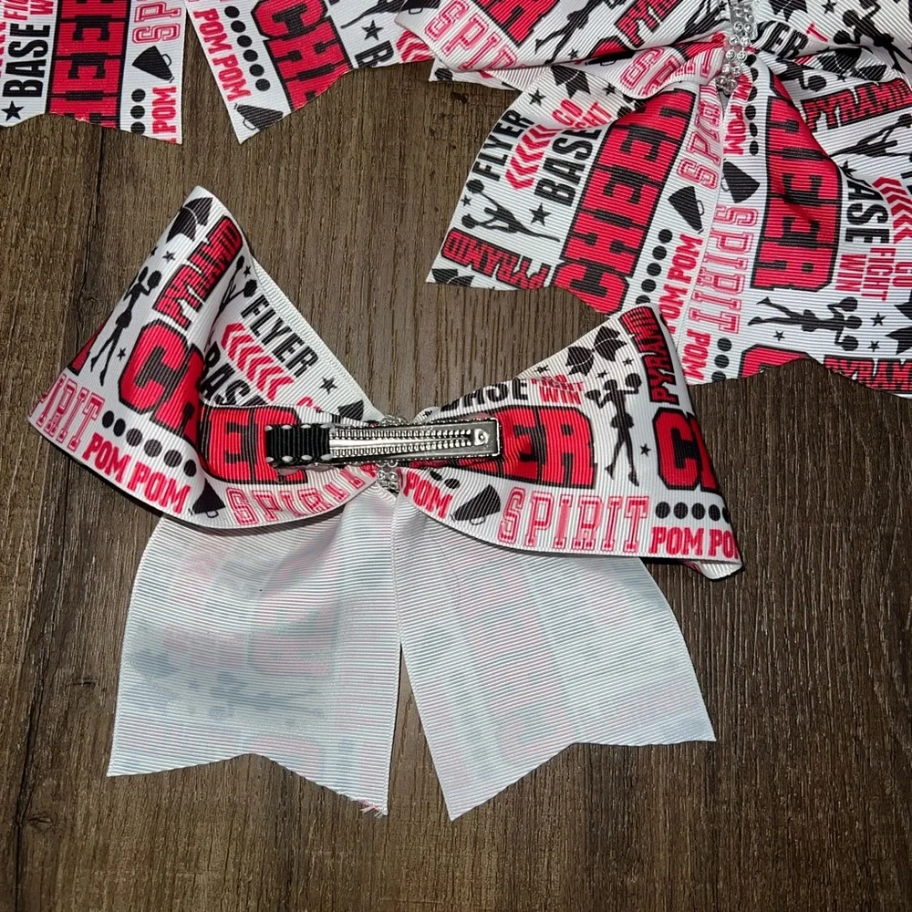Set of 4 Brand New Red/White&Black Cheerleading Bows