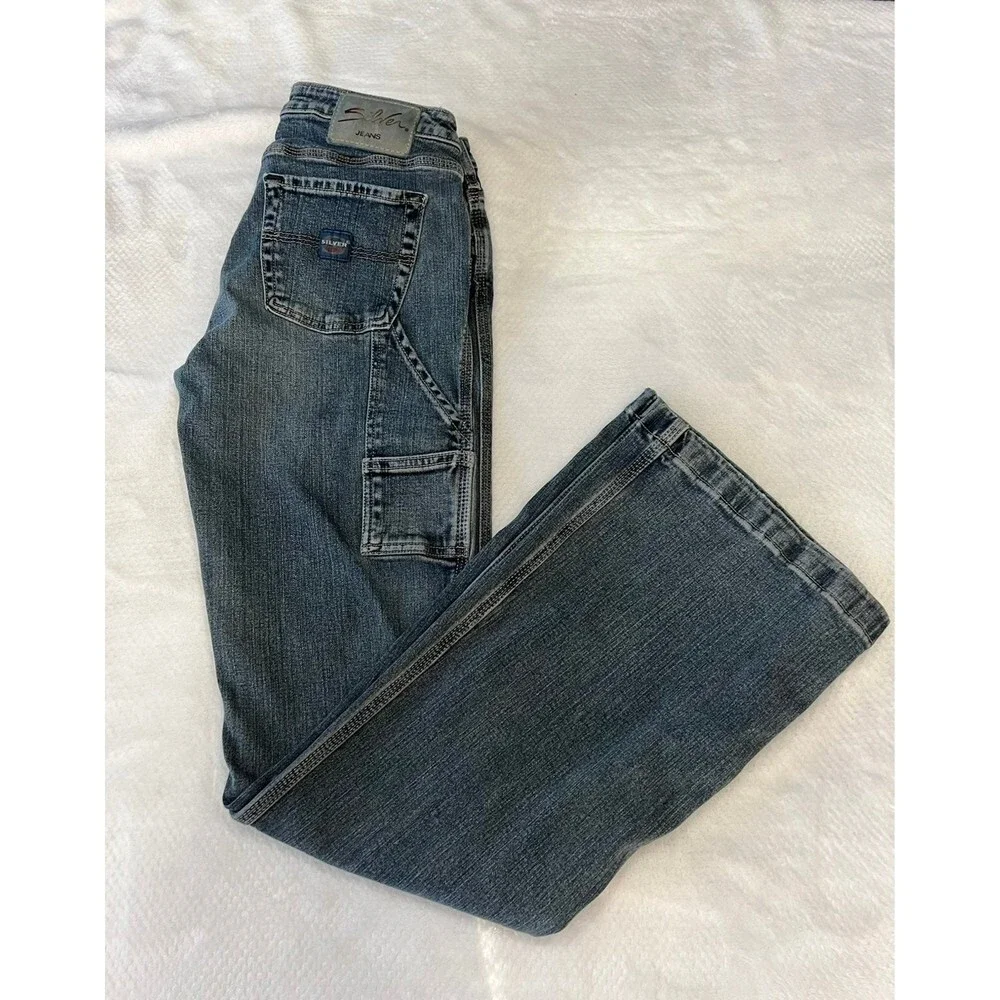 SILVER BOOTCUT JEANS DIRTY BLUE WASH COLOR SZ 30-33L