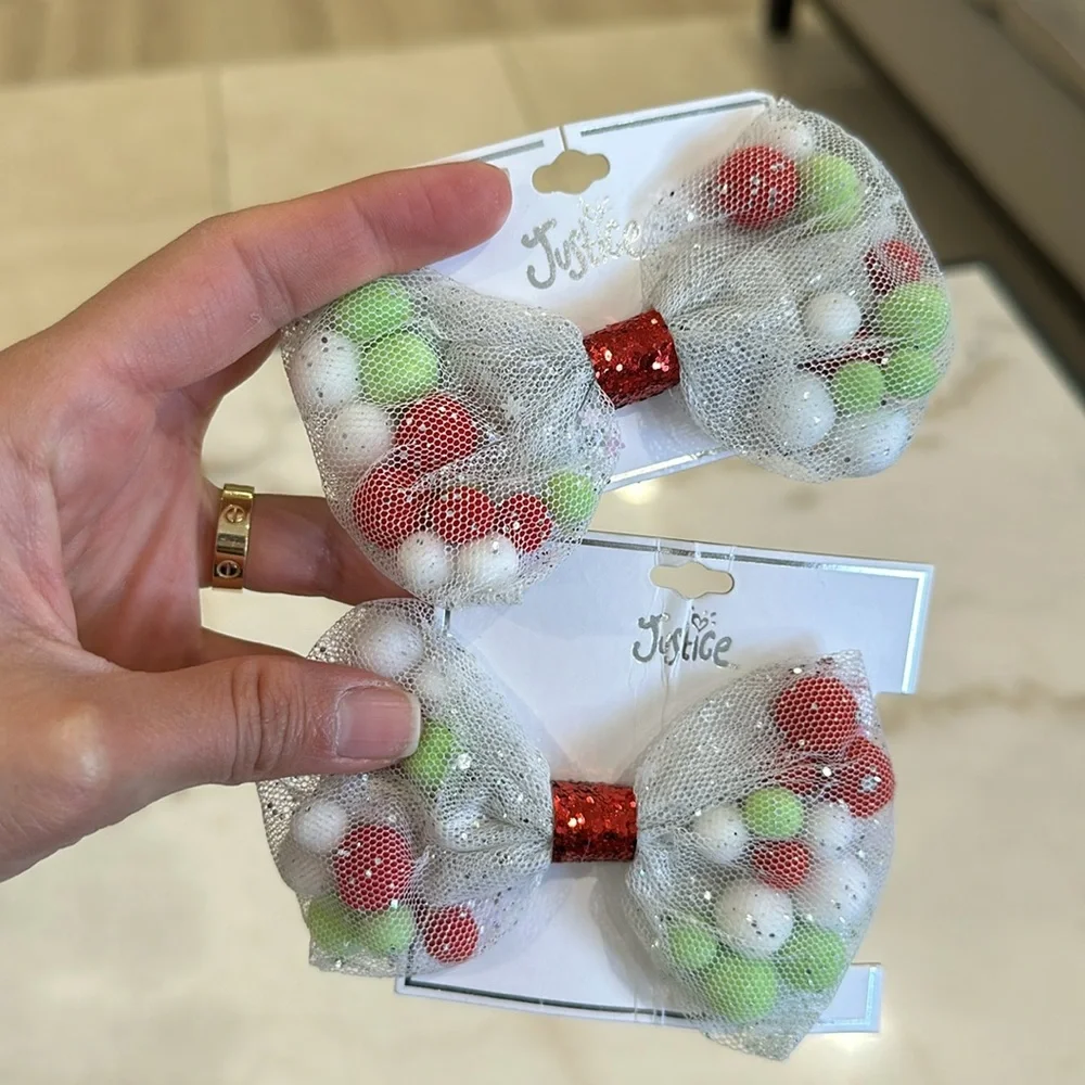 Pompom Bow Clips