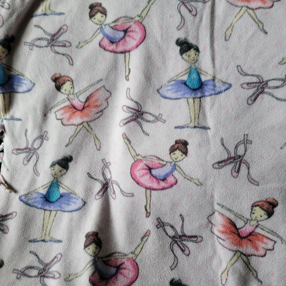 Ballerina acid-wash look fleece blanket. Hand tied.