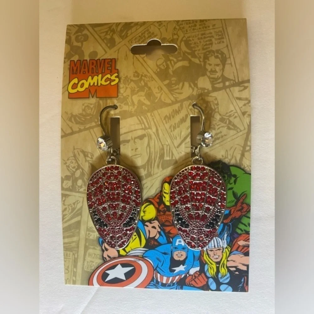 🌺Ruby Red Pave Spider-Man Earrings