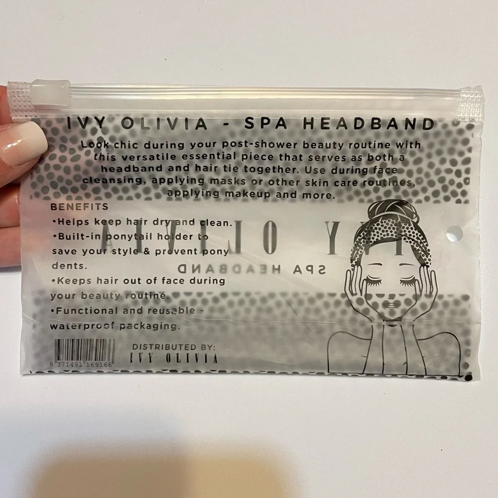 🆕 Ivy Olivia Spa Headband w/Built-In Ponytail Holder