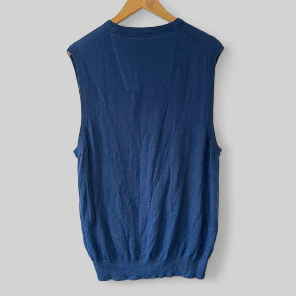 IZOD Mens Sweater Vest Size Large Blue Cotton Wool Fieldhouse Lightweight