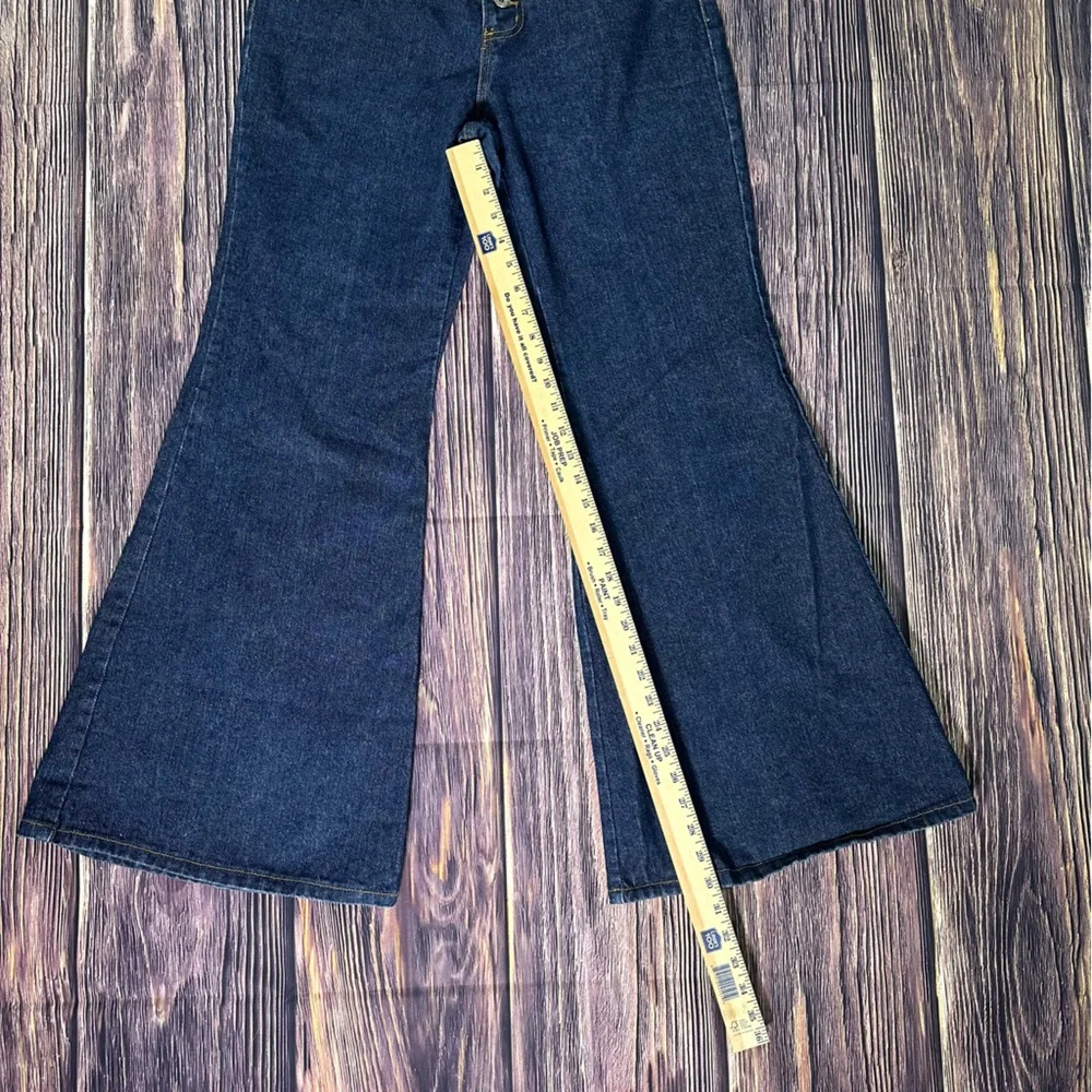 Women’s Vintage Deadstock Elephant Flare Extra Wide Bell Bottoms Dark Denim