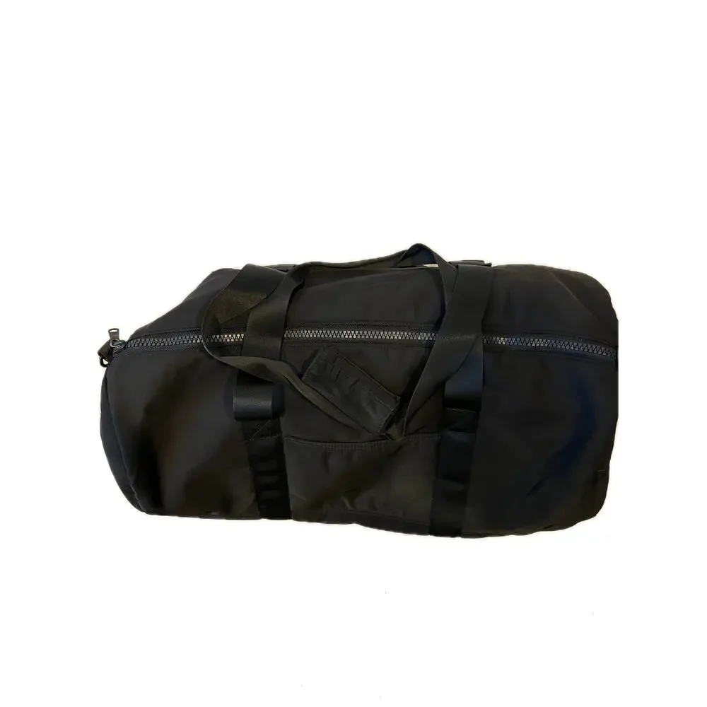 Smiley Face with Lightening Wink Black Duffel Gym Bag