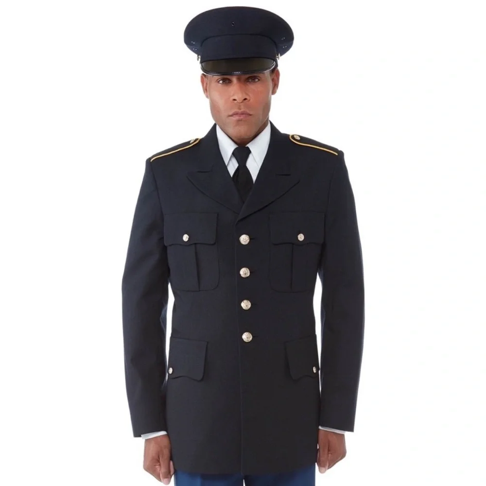 US Army Service Uniform ASU Dress Blue Coat Jacket Military Enlisted Tunic 38L
