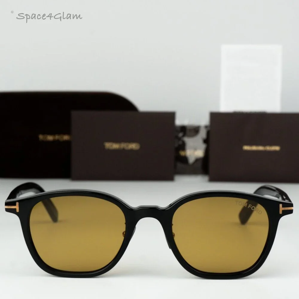 Tom Ford Men Sunglasses Black Light Brown Square FT0978-D/S Eco 01E BRAND NEW