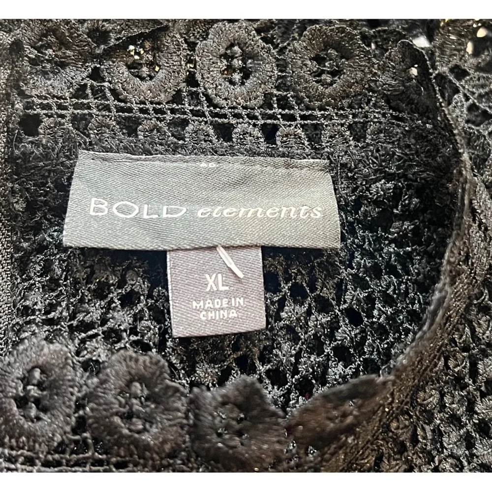 Bold Elements Size X-Large 3/4 Sleeve Blouse Black