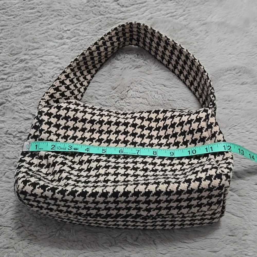 Houndstooth pattern hobo mini shoulder bag
