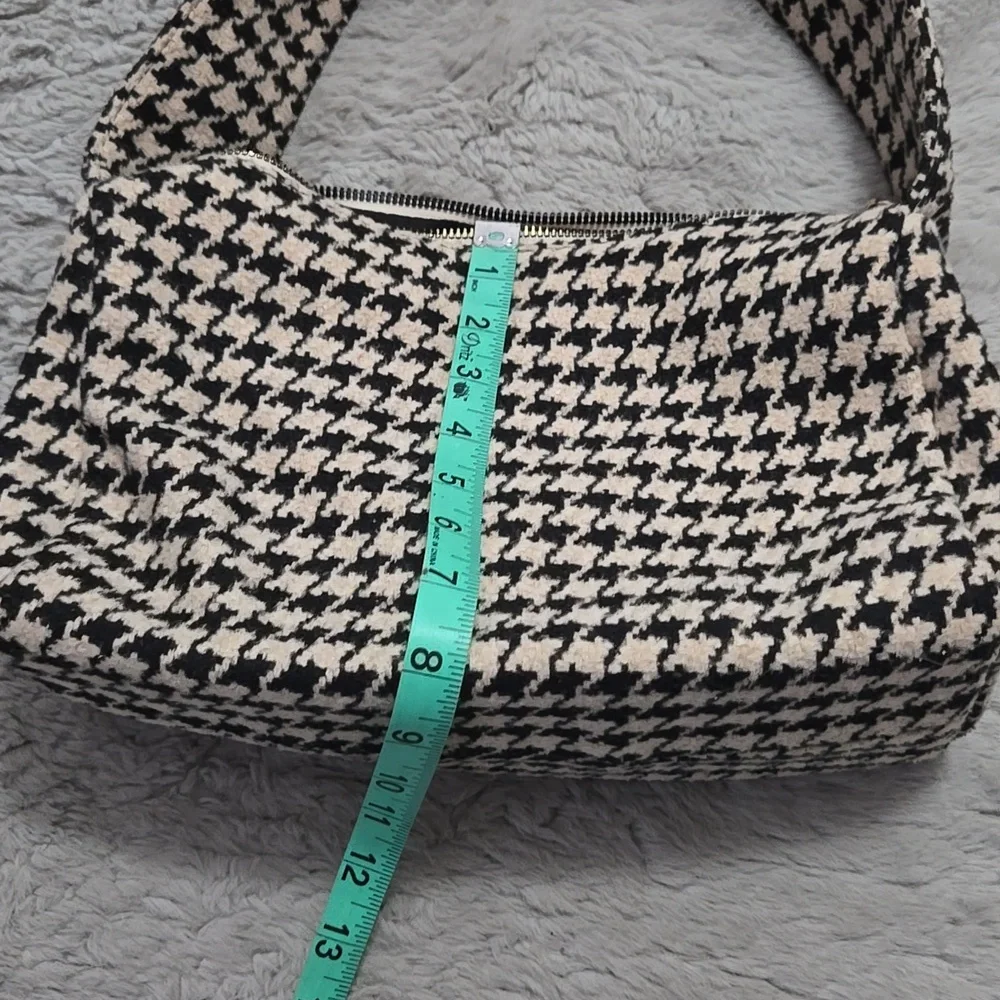 Houndstooth pattern hobo mini shoulder bag