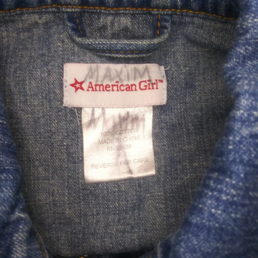American Girl Pink Floral Appliqued Zip Front Denim Jacket