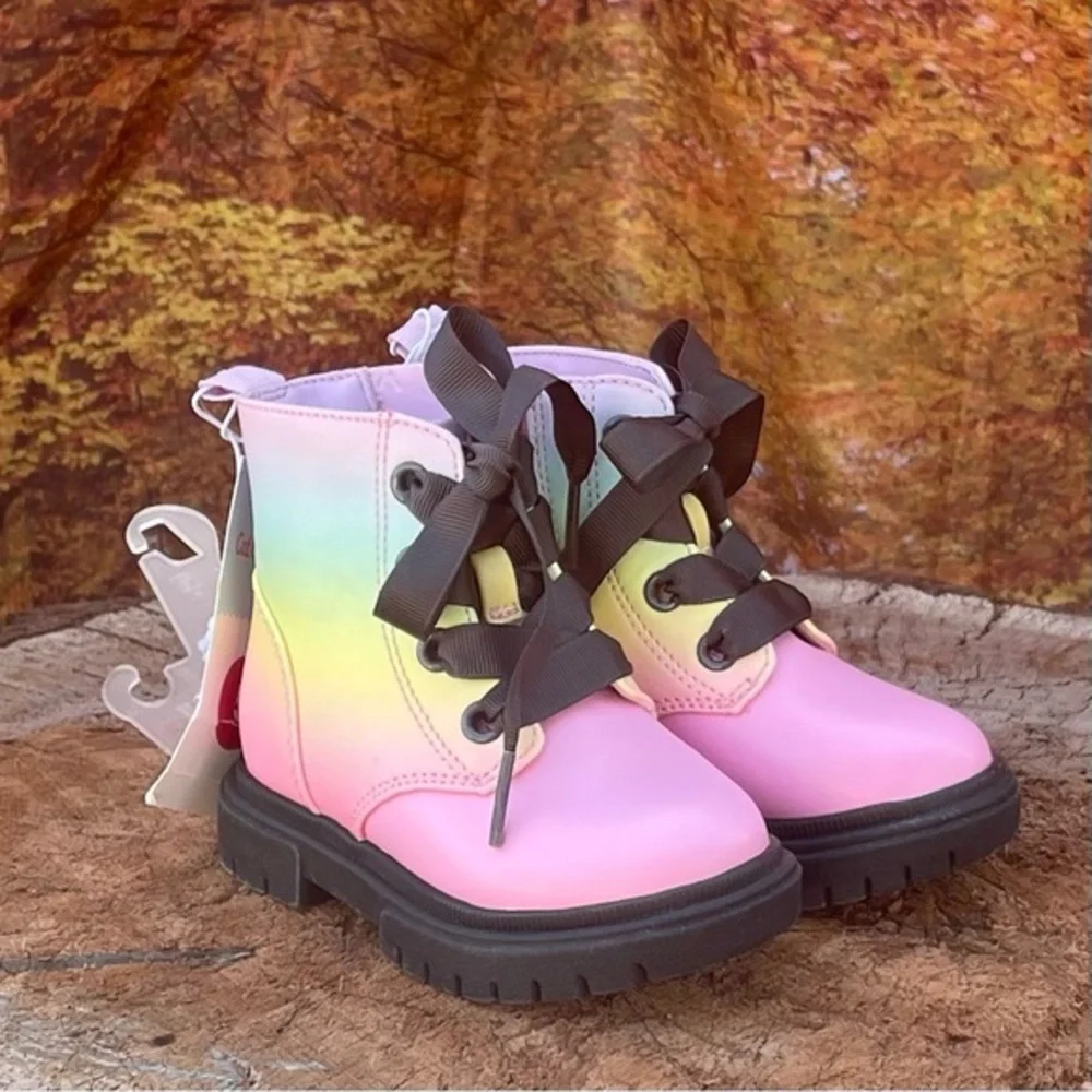 Cat & Jack pink rainbow boots little kids size 5