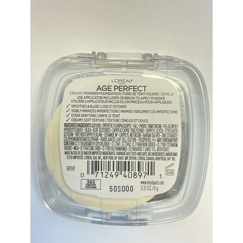 L'Oreal Paris Age Perfect Creamy Powder Foundation Compact #365 Chestnut Sealed
