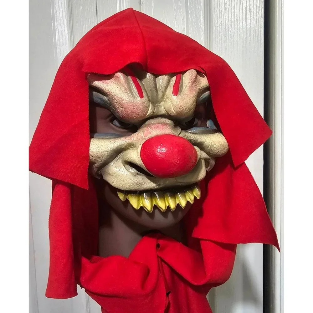 Kids Killer Clown Costume Red Black Hooded Robe Vintage Disguise Mask Halloween