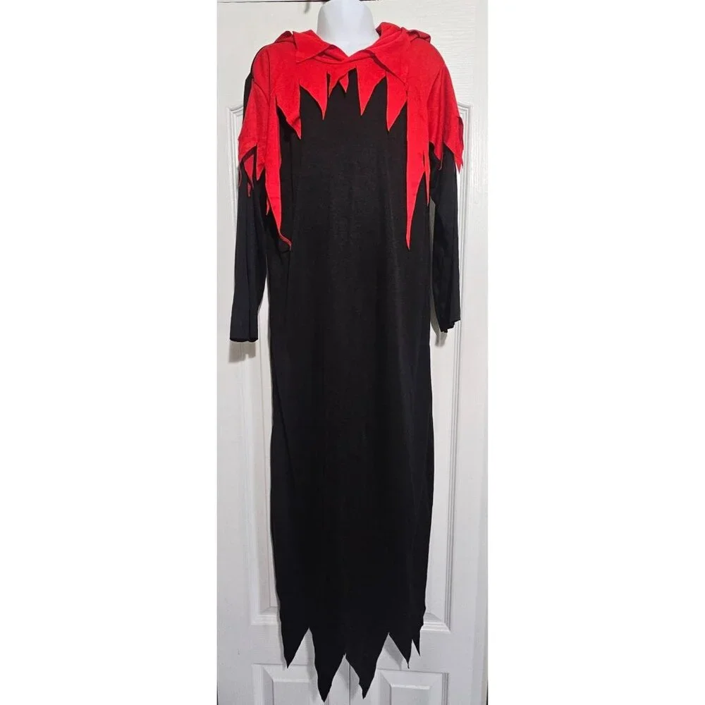 Kids Killer Clown Costume Red Black Hooded Robe Vintage Disguise Mask Halloween