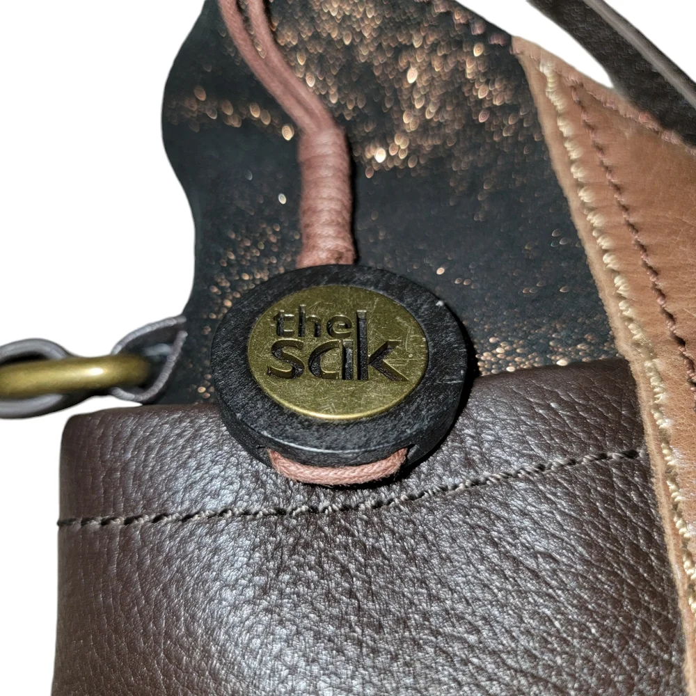 The Sak Women's 2 Tone Brown Pebbled Leather Hobo Shoulder Bag