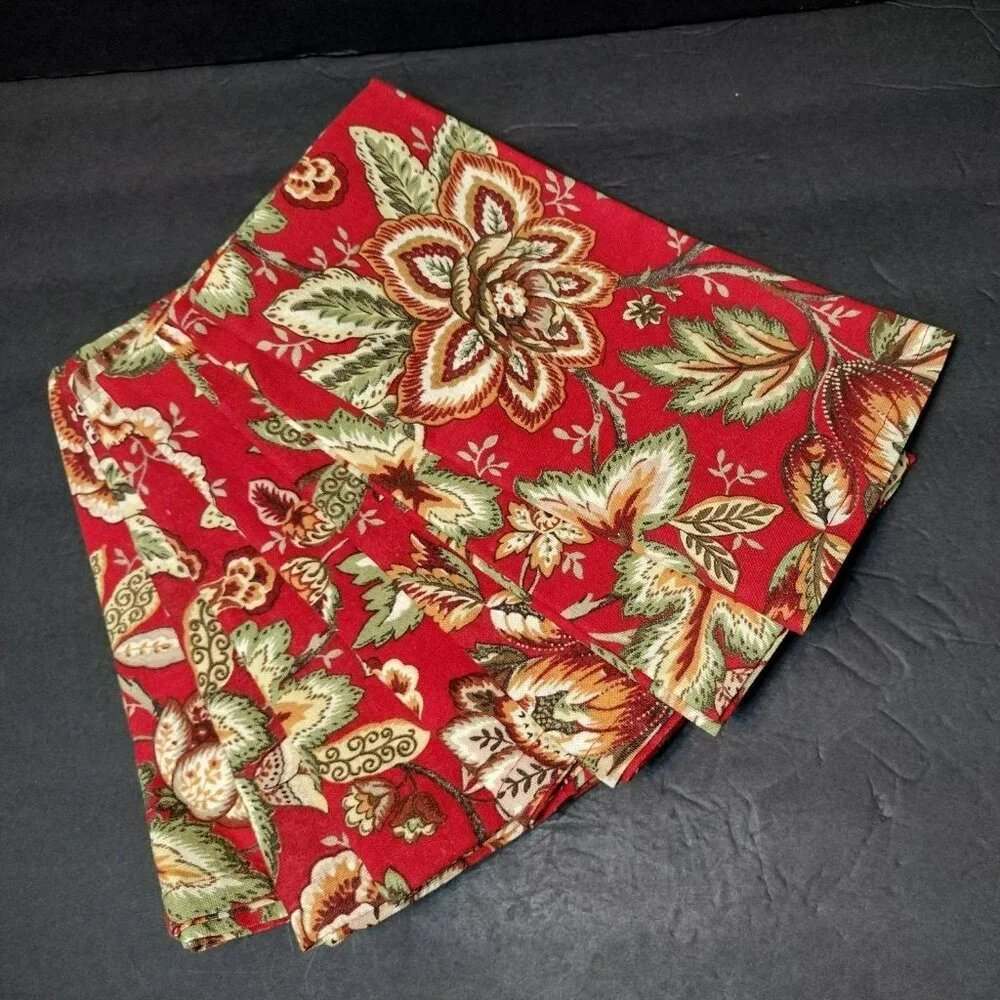 Dwell Studio Red Floral Cotton Napkins, Set of 6 + 1, 19