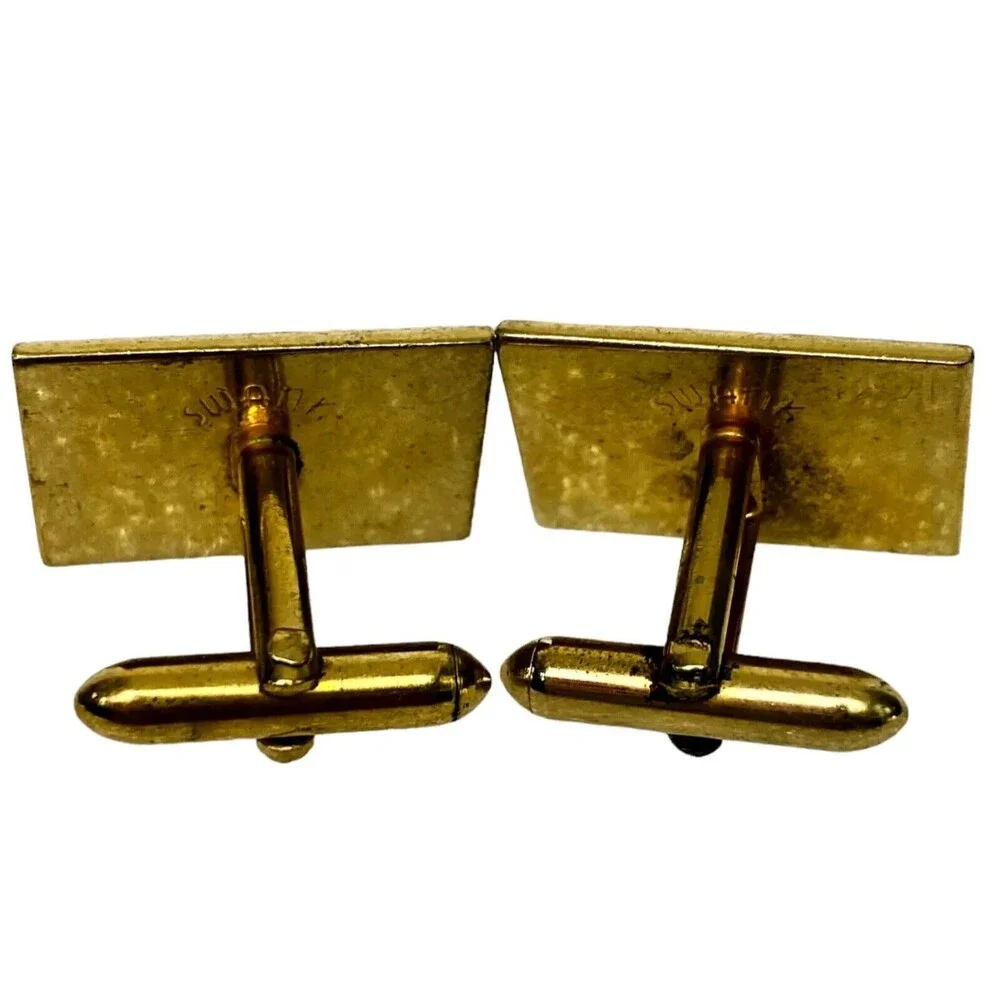 Cufflinks SWANK and FOSTER Contemporary Gold tone Silver tone with Blue stone