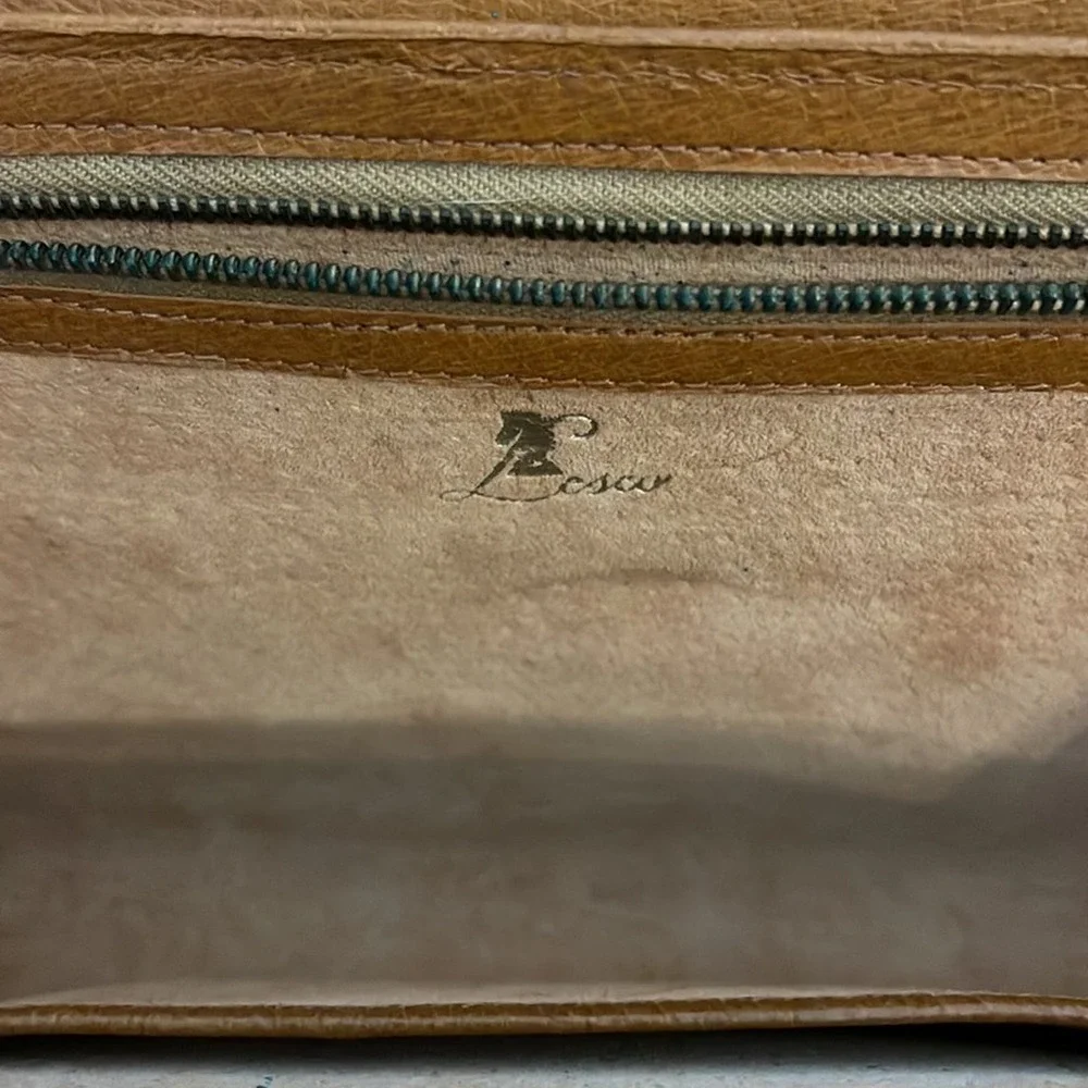 Lesco Vintage Envelope Clutch Tan Leather
