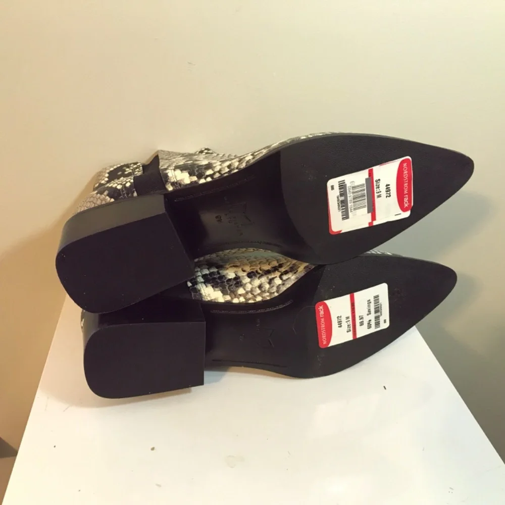 Marc Fisher Snakeskin print Vivica block heel boots