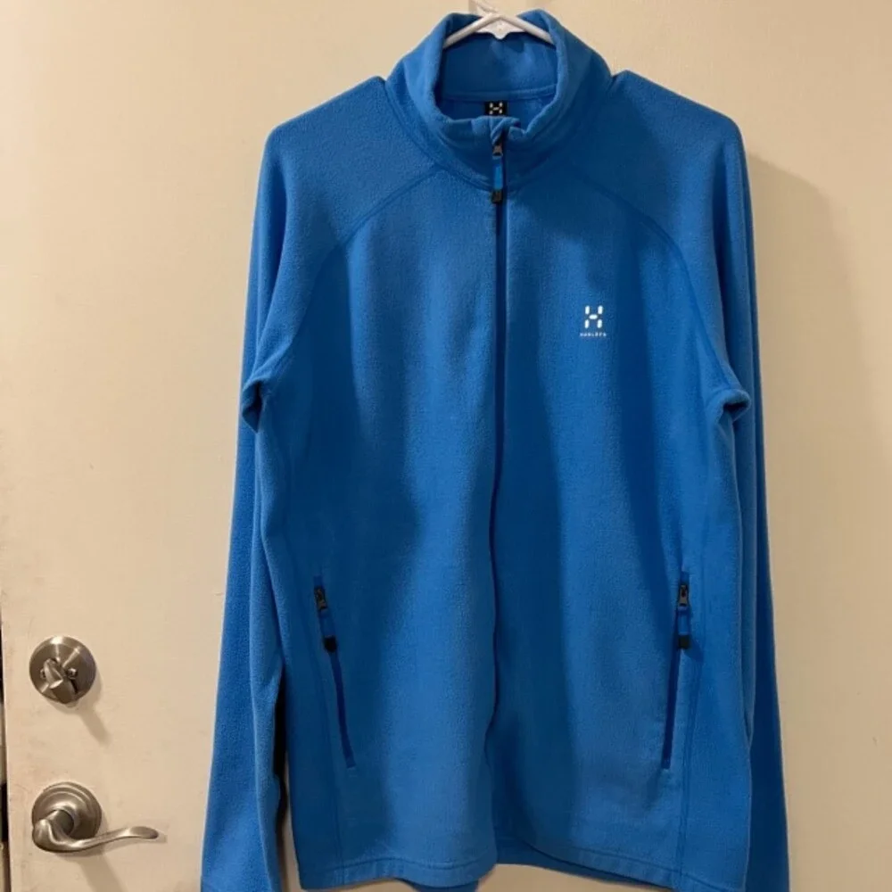 Haglofs Astro Mens Blue Full Zip Fleece Sweater Mock Neck Sportswear Size Large