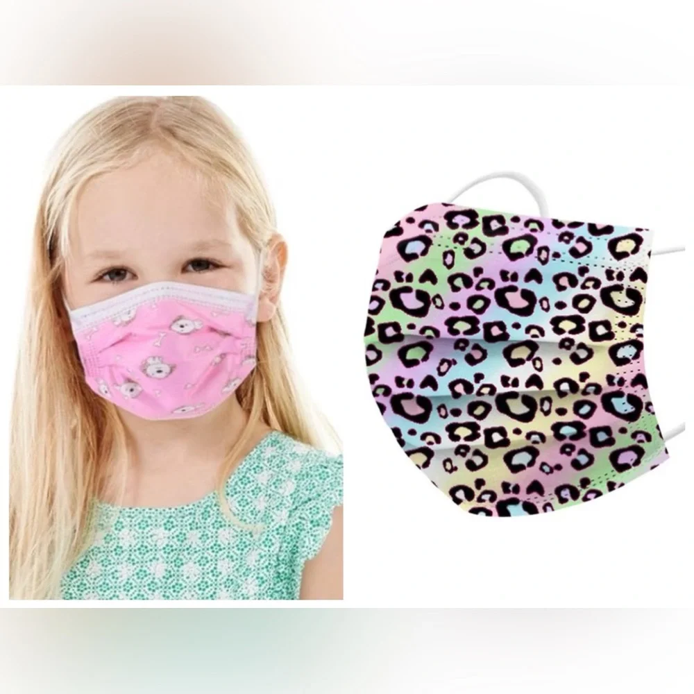 Al Shields 10 Pack Rainbow Cheetah & Viola 10 Pack Pink Puppy 3 Layer Youth Mask