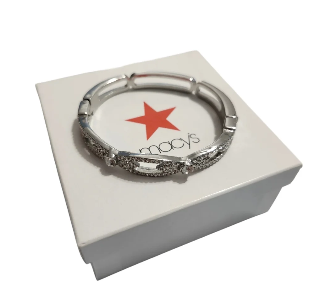 New Macy's Bangle Diamond Bracelet Silver-tone