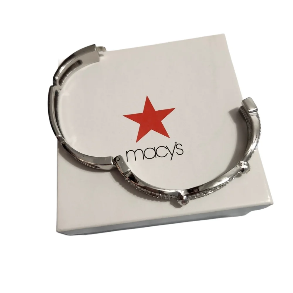 New Macy's Bangle Diamond Bracelet Silver-tone