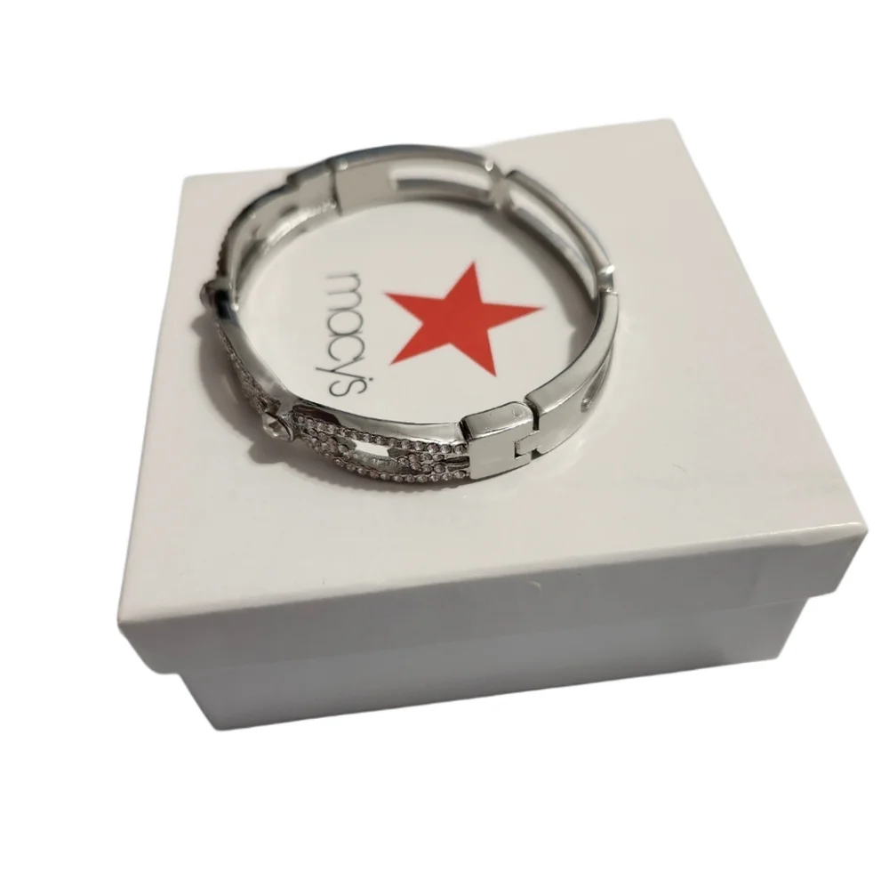 New Macy's Bangle Diamond Bracelet Silver-tone