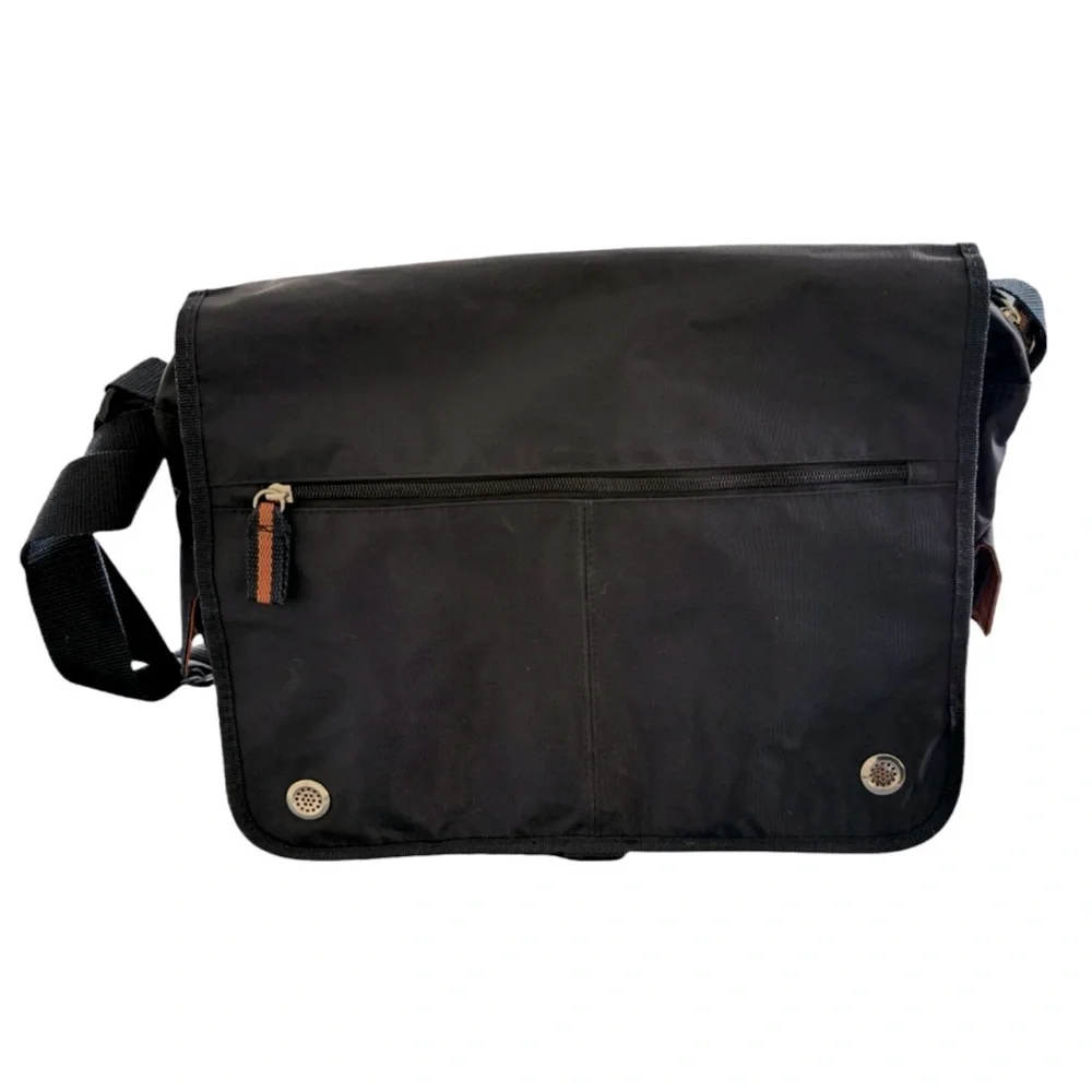 NAVY & ORANGE LAPTOP CROSS BODY NYLON BAG