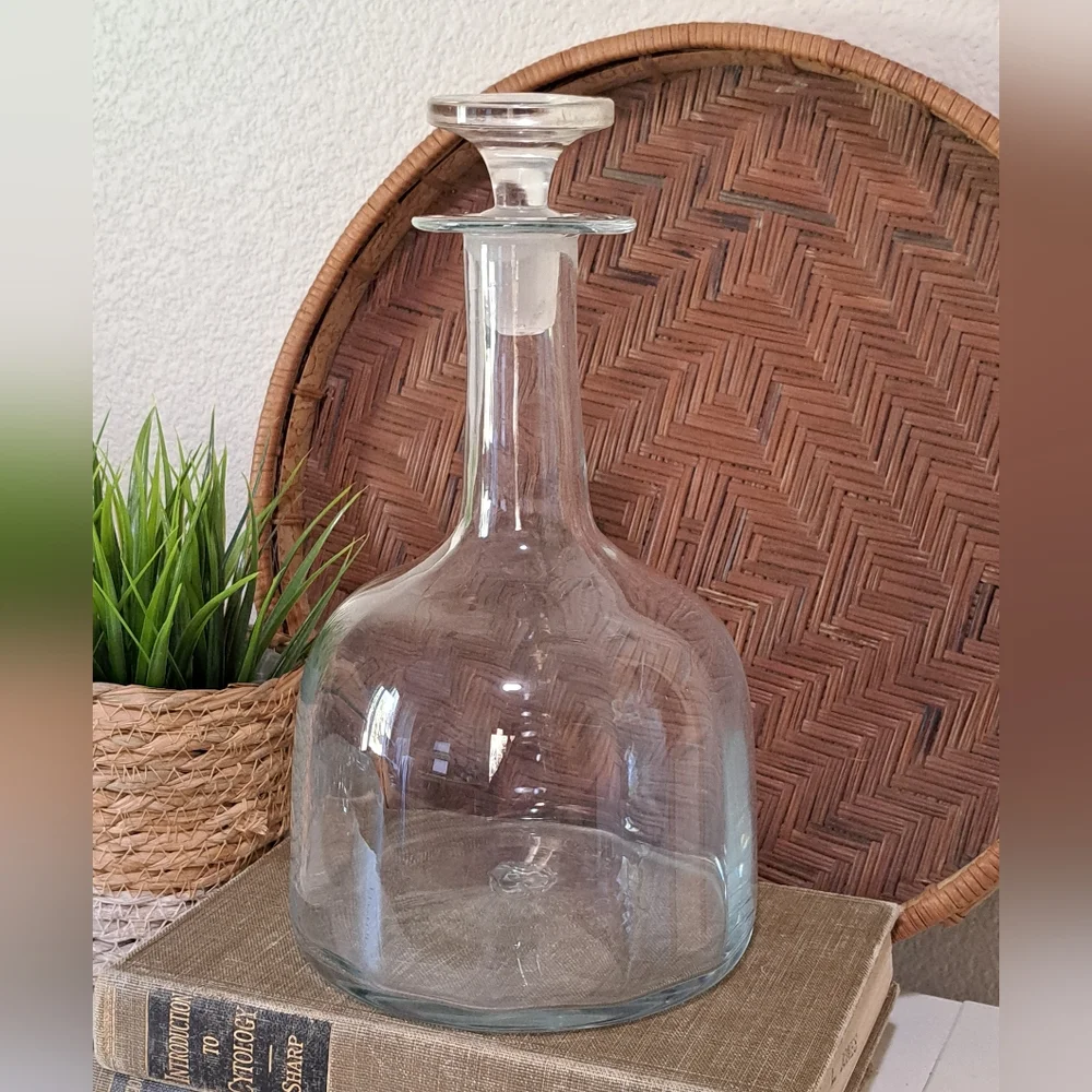 VINTAGE Blown Glass Ship Decanter & Glass Stopper